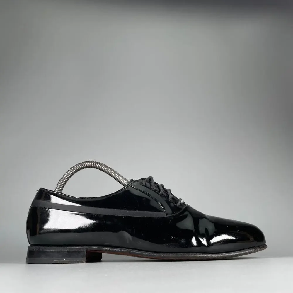 Mezlan Broadway Men's Size 7.5 W Black Patent Leather Oxfords Dress Shoes Formal